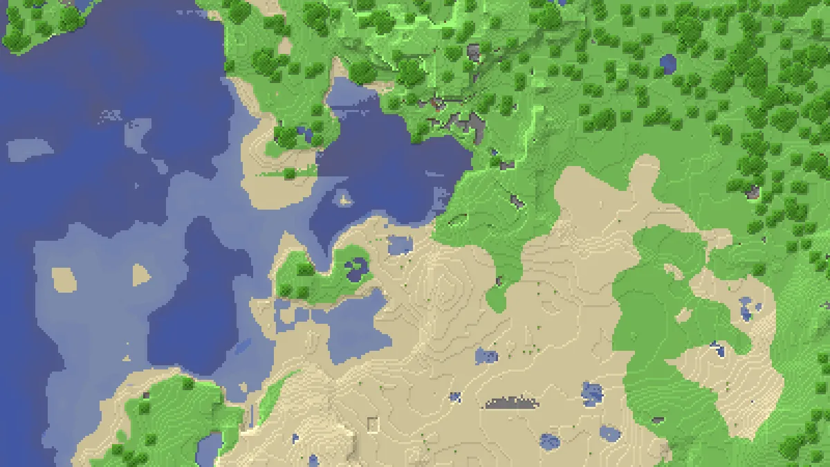 Spawn Beta 1.3 3k re-generated using 2b2t seed on 2b2t